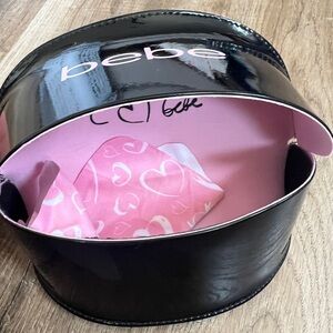 bebe Eyeglasses Case Sunglasses Case Black Soft Fold Over‎ Patent Faux Leather